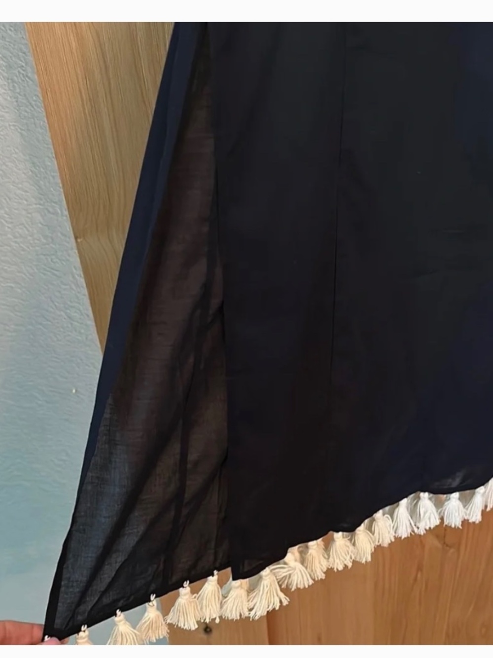 Tory Burch Sandy Tassel Navy Midi Tunic Dress S Coverup NWOT - Picture 9 of 11